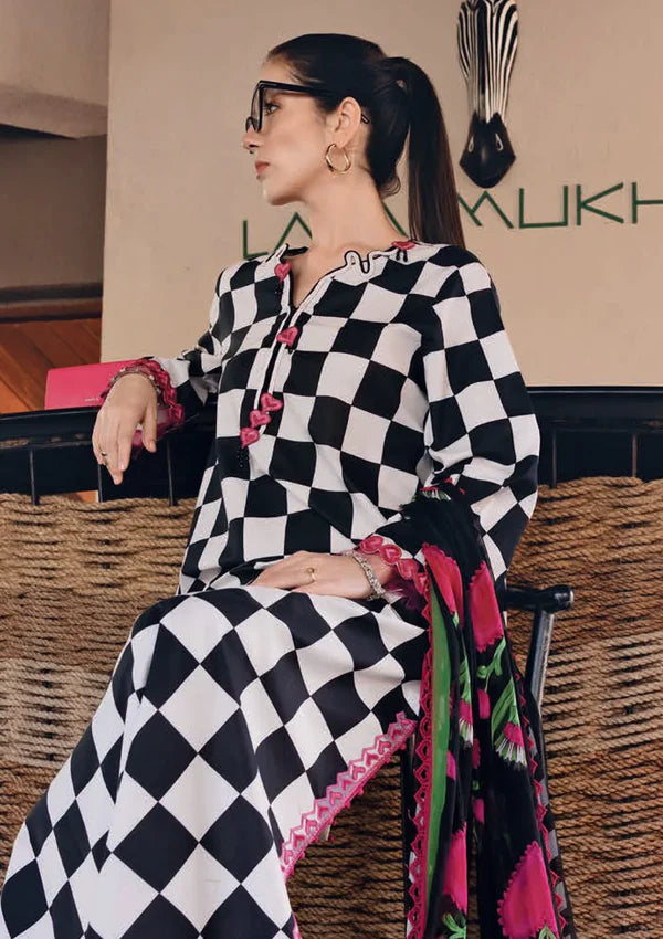 Maria B Lawn M Print Embroidered & Printed 3 Piece Dress - J2142