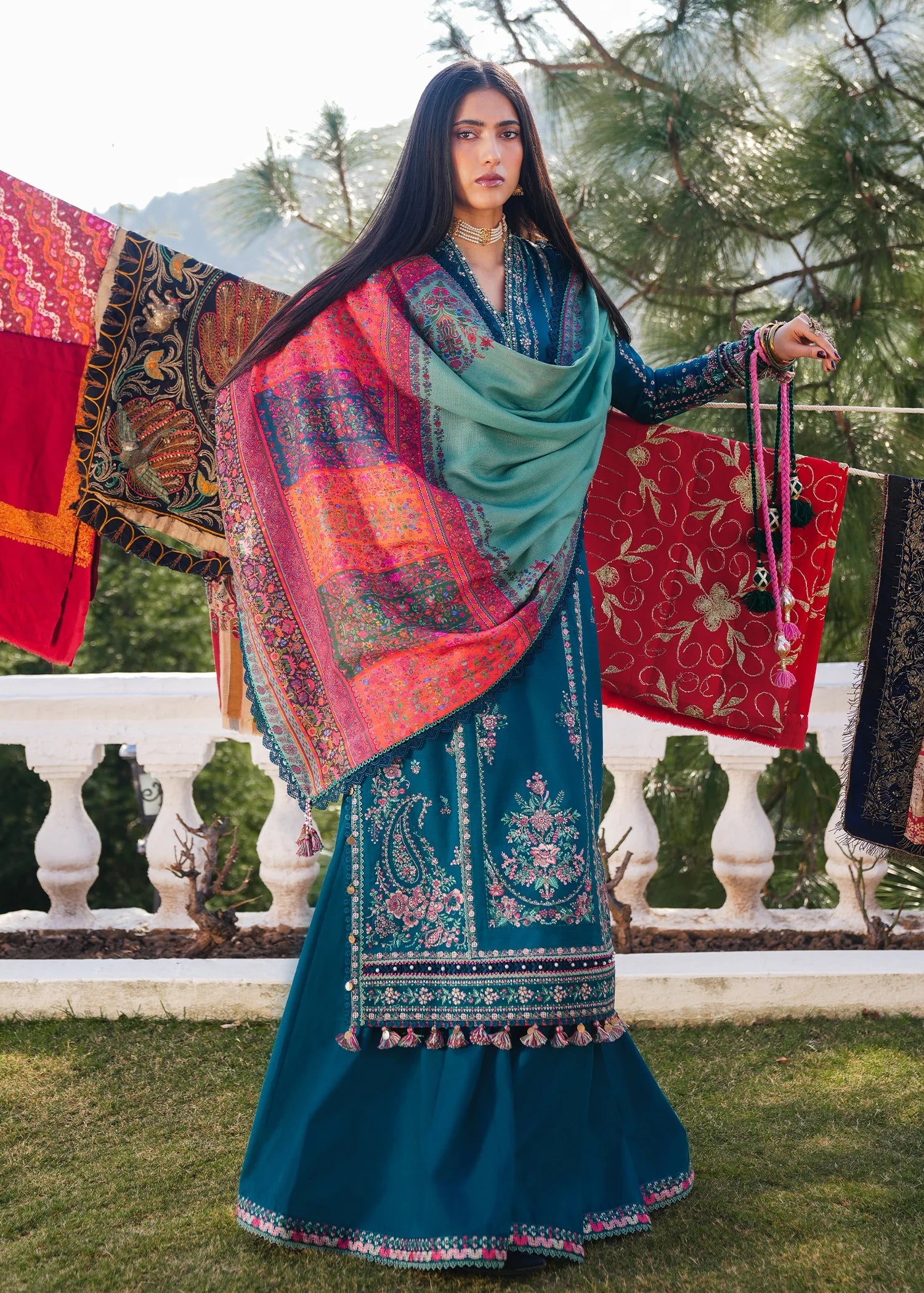 Hussain Rehar Winter Embroidered 3pc Dhanak Suite - zab1154