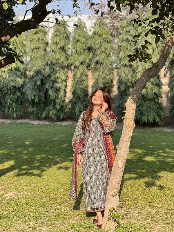 3 Piece Pure Lawn Printed Stitched Suit – 266