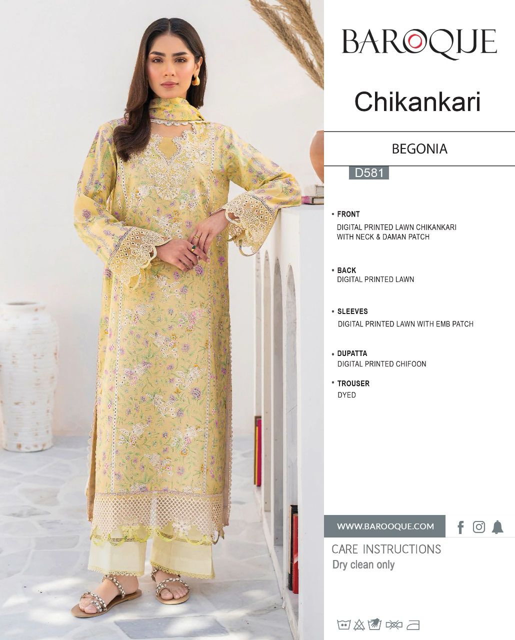 Baroque Wz-581 Luxury Pure Lawn Embroidered Eid Collection 2026