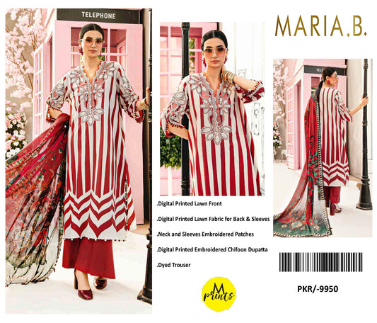 3 Piece Unstitched Embroidered Lawn Suit | MPT-2609-A