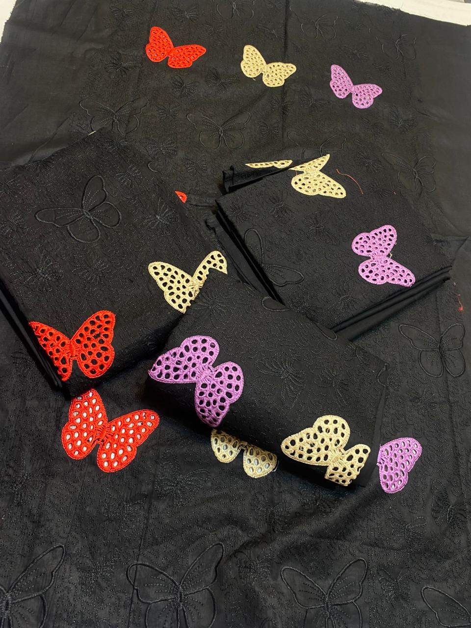 Butterfly 2pcs unique article different corling with embroidery