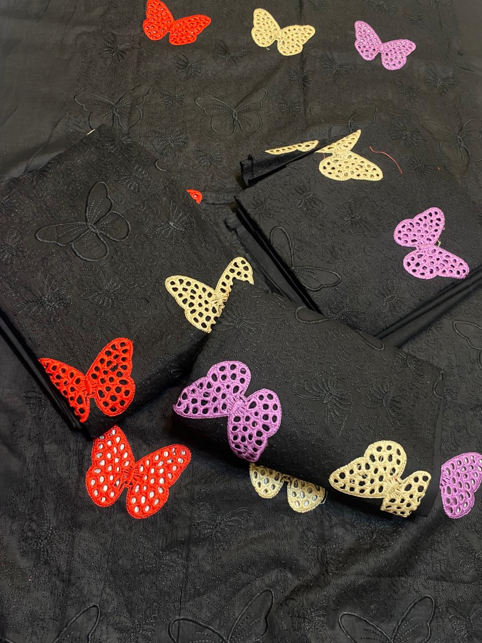 Butterfly 2pcs unique article different corling with embroidery