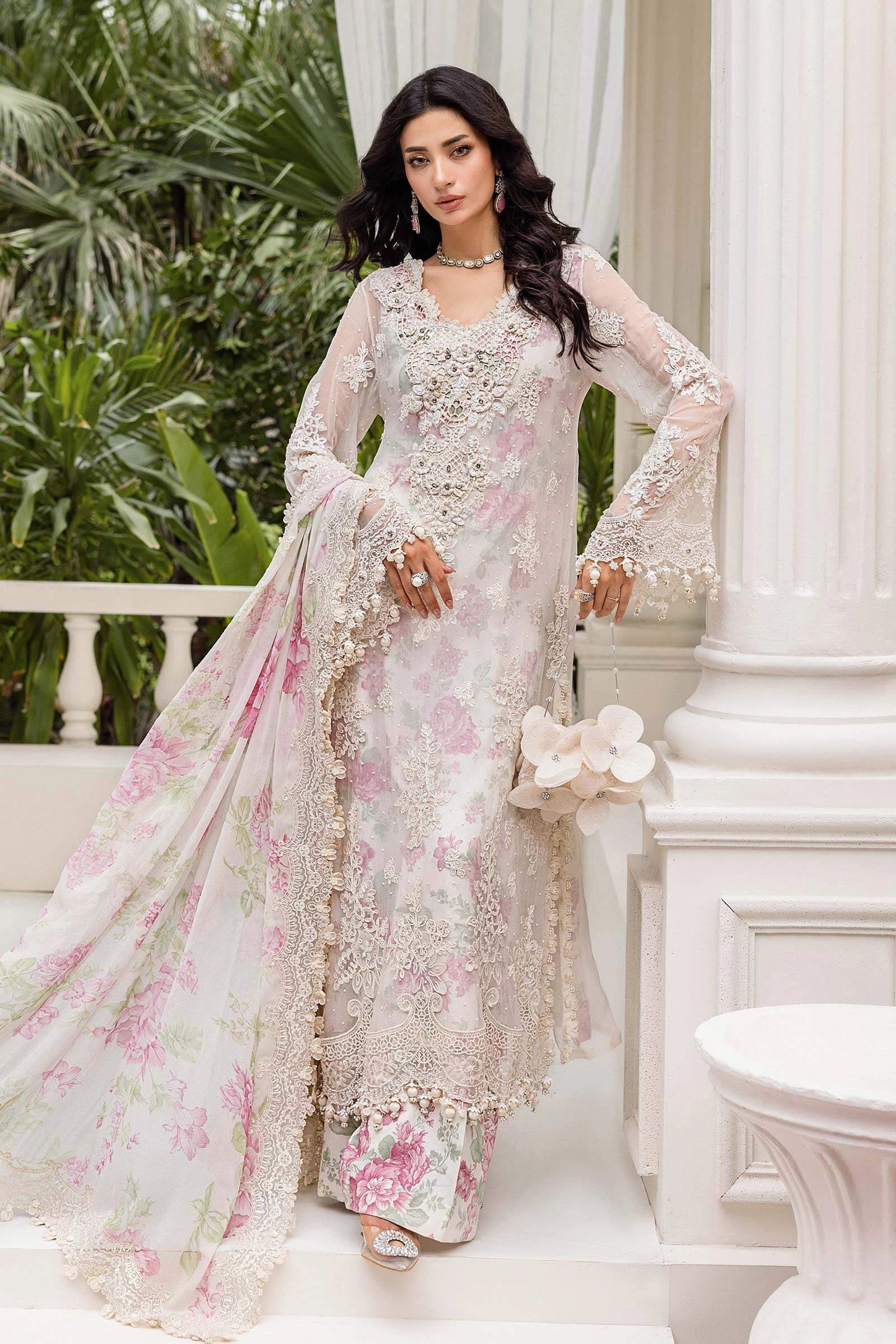 Maria B  3 Piece Unstitched Embroidered Chiffon Suit